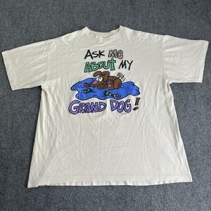 Vintage Ask Me About My Grand Dog Shirt Mens Size XL Puppy Cartoon USA 90s